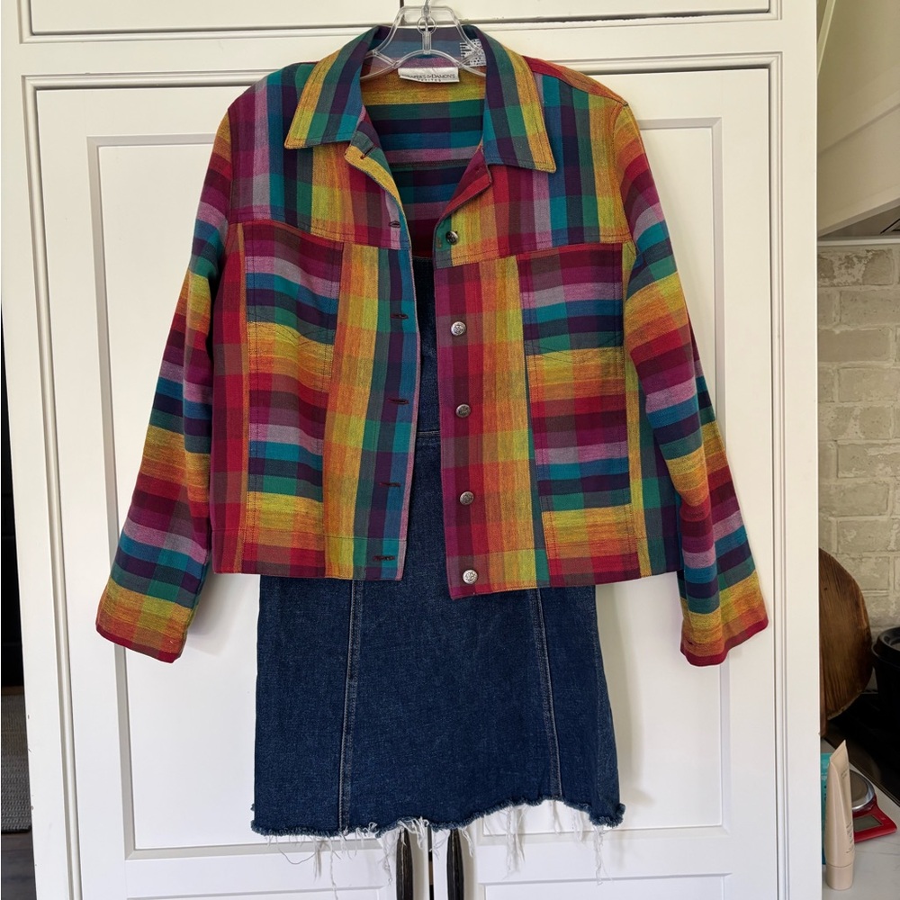 Vintage 100% cotton Colorful cottage boho Women's Jacket size petite medium